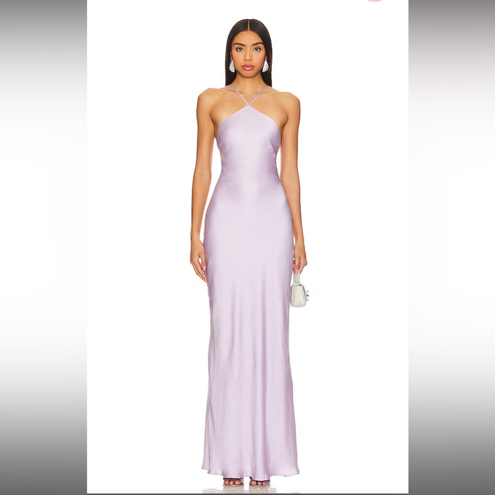 Line & Dot Lavender Satin Halter Dress